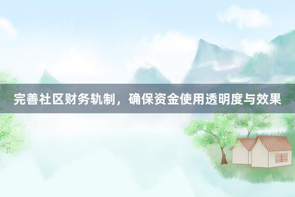 完善社区财务轨制，确保资金使用透明度与效果